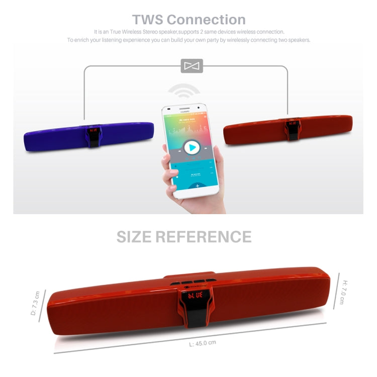 New Rixing NR7017 TWS Portable 10W Stereo Surround Soundbar Bluetooth Speaker with Microphone(Black) - Desktop Speaker by NewRixing | Online Shopping UK | buy2fix