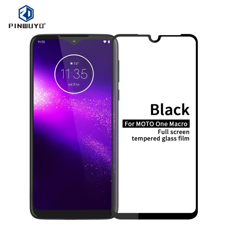 For  MOTO One Macro PINWUYO 9H 2.5D Full Screen Tempered Glass Film(Black) - Motorola Tempered Glass by PINWUYO | Online Shopping UK | buy2fix