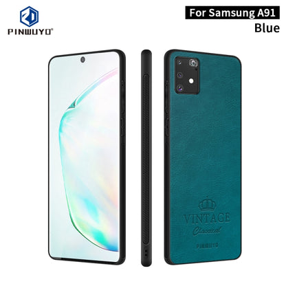 For Galaxy A91 / S10 Lite PINWUYO Pin Rui Series Classical Leather Texture PC + TPU Waterproof  Anti-fall All-inclusive Protective Case Shell(Blue) - Galaxy Phone Cases by PINWUYO | Online Shopping UK | buy2fix