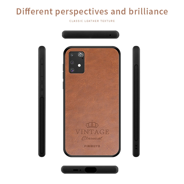 For Galaxy A91 / S10 Lite PINWUYO Pin Rui Series Classical Leather Texture PC + TPU Waterproof  Anti-fall All-inclusive Protective Case Shell(Brown) - Galaxy Phone Cases by PINWUYO | Online Shopping UK | buy2fix