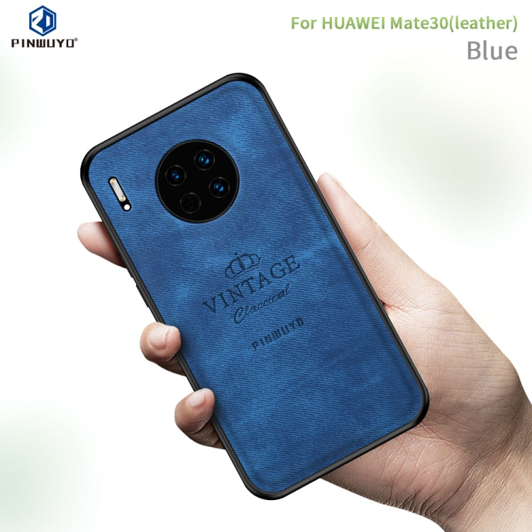 For Huawei Mate 30 5G (Leather) PINWUYO Zun Series PC + TPU + Skin Waterproof Anti-fall All-inclusive Protective Case(Blue) - Huawei Cases by PINWUYO | Online Shopping UK | buy2fix