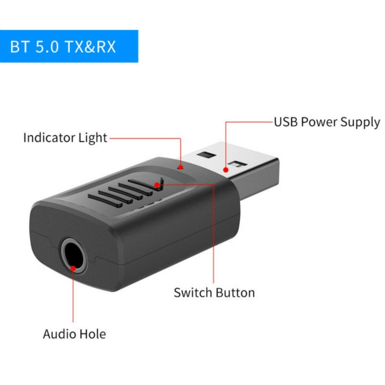 JEDX-M135 USB5.0 4 in 1 Bluetooth Audio Receiver Transmitter - Apple Accessories by buy2fix | Online Shopping UK | buy2fix