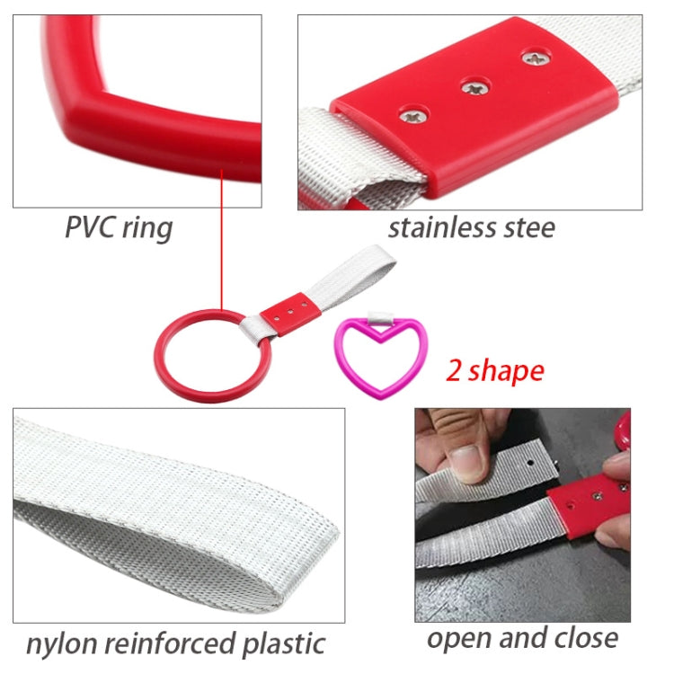 JDM Car Static Belt Decorative Warning Hanging Ring Rear Bumper Warning Ring Car Safety Hand Ring(Heart-Shaped Pink) - Static Belt by buy2fix | Online Shopping UK | buy2fix