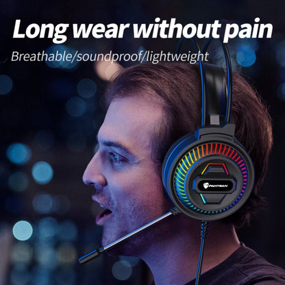 PANTSAN PSH-400 USB Computer Head-Mounted Luminous RGB Wired Headset, Specification:3.5mm Black - Multimedia Headset by PANTSAN | Online Shopping UK | buy2fix