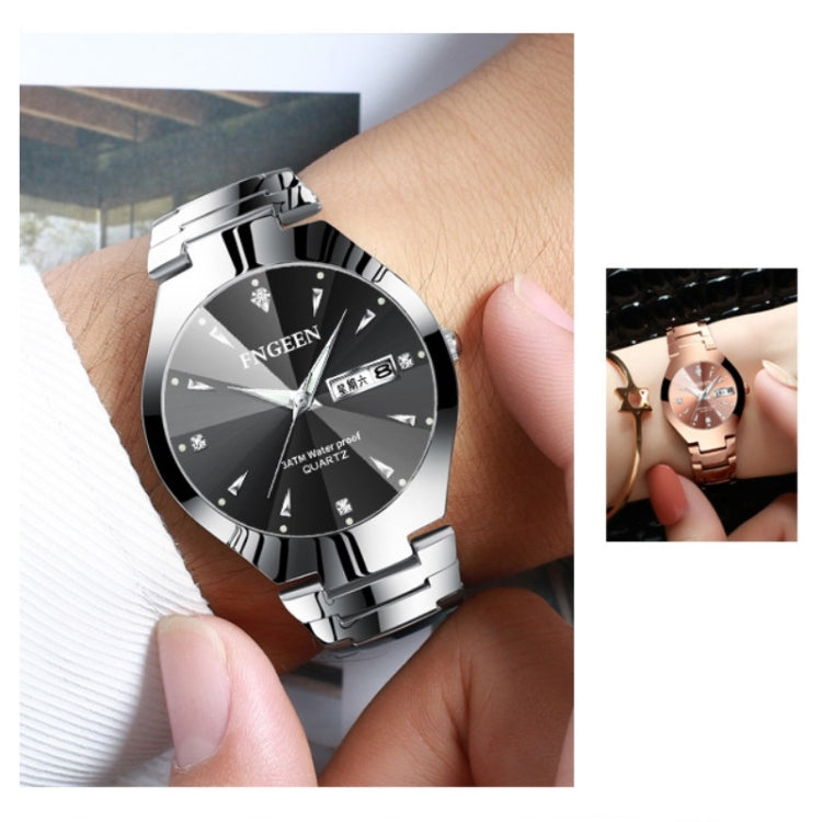 FNGEEN 5808 Women Fashion Steel Strap Quartz Watch Couple Watch(Black Steel Black Surface) - Couple Watches by FNGEEN | Online Shopping UK | buy2fix