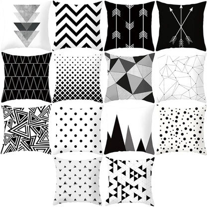 2 PCS Black and White Simple and Modern Geometric Abstract Decorative Pillowcases Polyester Throw Pillow Case(8) - Cushions & Pillows by buy2fix | Online Shopping UK | buy2fix