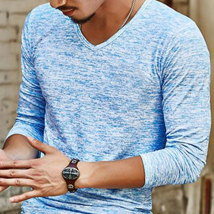 Slim Streetwear V-neck T Shirt Casual Fitness Tops Long Sleeve Pullover Shirt for Men, Size:M (Black) - Short Sleeve by buy2fix | Online Shopping UK | buy2fix