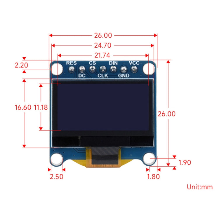 Waveshare 0.96 inch OLED Display Module, 128×64 Resolution, SPI / I2C Communication(C Yellow Blue) - Consumer Electronics by Waveshare | Online Shopping UK | buy2fix