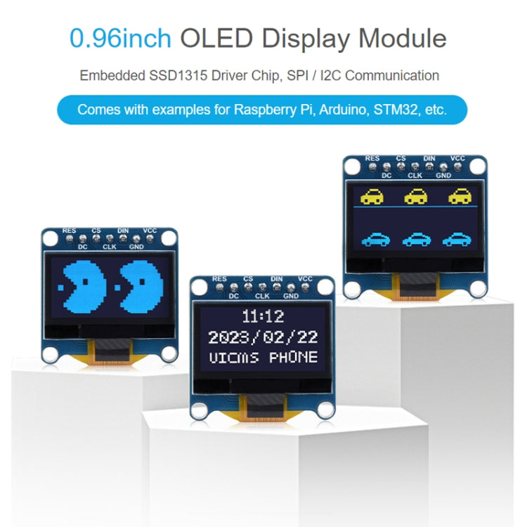 Waveshare 0.96 inch OLED Display Module, 128×64 Resolution, SPI / I2C Communication(C Yellow Blue) - Consumer Electronics by Waveshare | Online Shopping UK | buy2fix