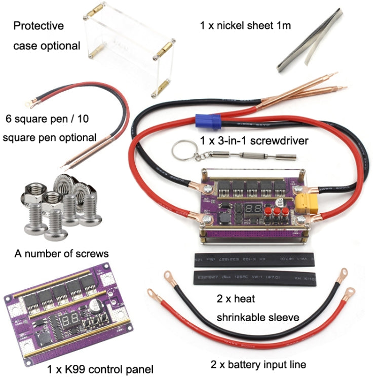 Compatible Version 12V Digital Display DIY Battery Spot Welding Machine Pen Control, Style:6 Square Pen - Home & Garden by buy2fix | Online Shopping UK | buy2fix