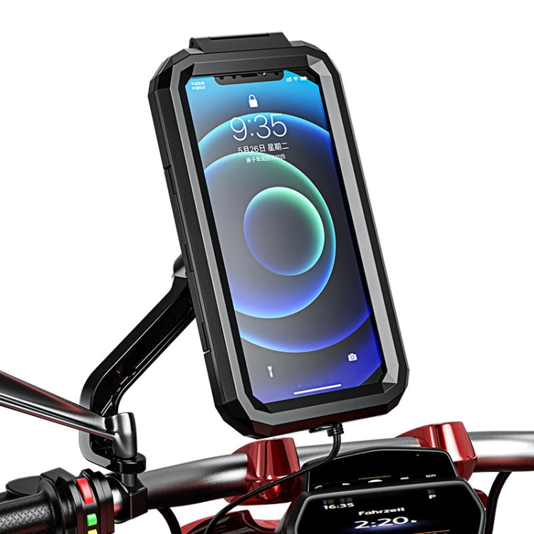 Kewig Bicycle Motorcycle Rearview Mirror Waterproof Box Touch Screen Phone Holder(Large) - Outdoor & Sports by Kewig | Online Shopping UK | buy2fix