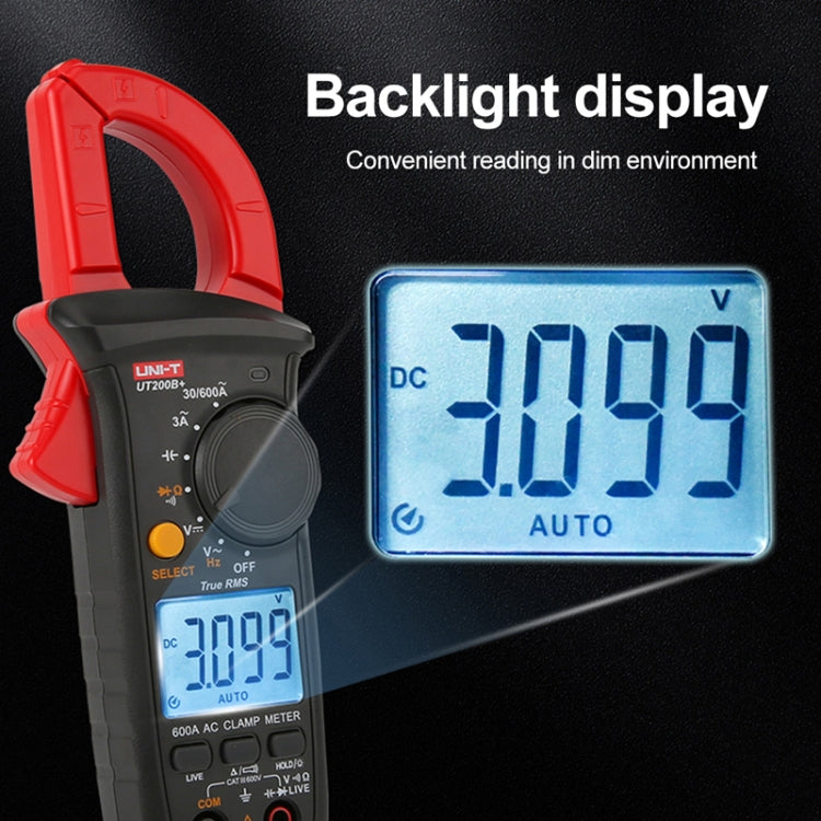 UNI-T  UT200B+ 600A  Digital Clamp Multimeter AC/DC Voltage Detector Frequency Resistance Tester - Consumer Electronics by UNI-T | Online Shopping UK | buy2fix