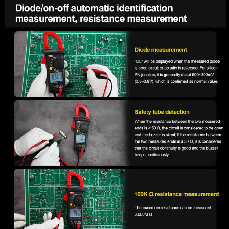 UNI-T  UT200B+ 600A  Digital Clamp Multimeter AC/DC Voltage Detector Frequency Resistance Tester - Consumer Electronics by UNI-T | Online Shopping UK | buy2fix