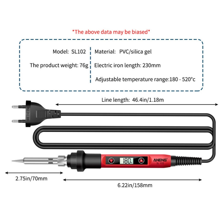 ANENG 60W Adjustable Temperature Electric Soldering Iron Welding Tool, EU Plug(SL102) - Electric Soldering Iron by ANENG | Online Shopping UK | buy2fix