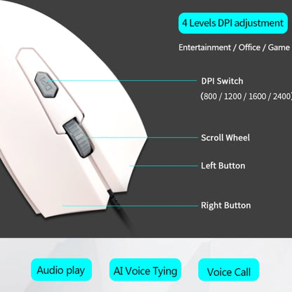 Pcsensor MOS4 4 Keys 2400DPI Game Intelligent Voice Recognition Input Mouse, Cable Length: 1.5m(Sound) - Wired Mice by Pcsensor | Online Shopping UK | buy2fix