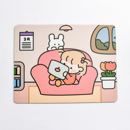 5 PCS Creative Cute Cartoon Rabbit Girl Mouse Pad Laptop Student Mouse Pad(Sofa) -  by buy2fix | Online Shopping UK | buy2fix