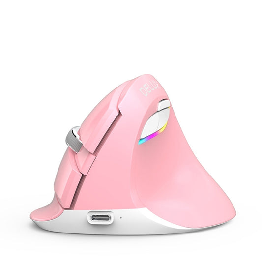 DELUX M618Mini Colorful Wireless Luminous Vertical Mouse Bluetooth Rechargeable Vertical Mouse(Cherry pink) - Computer & Networking by DELUX | Online Shopping UK | buy2fix