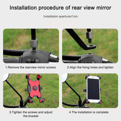 Electric Bicycle Mobile Phone Holder Can Be Rotated 360-degree Mobile Phone Holder Four-way Adjustment Bracket for Motorcycle, Style:Rearview Mirrors(Blue) - Holders by buy2fix | Online Shopping UK | buy2fix