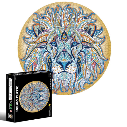 Round Shape Irregular Plane Puzzle Jigsaw Toy 1000 Pieces(Lion) - Puzzle Toys by buy2fix | Online Shopping UK | buy2fix