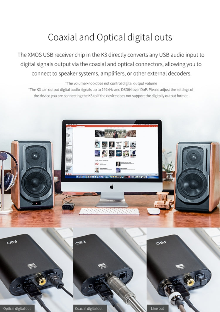 FiiO K3 Portable Headphone Amplifier DSD USB DAC for PC, Support COAXIAL / OPTICAL / 2.5 BALANCE(Black) - Apple Accessories by buy2fix | Online Shopping UK | buy2fix