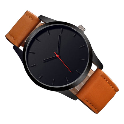 Men Simple Matte Leather Belt Quartz Watch(Brown) - Sport Watches by buy2fix | Online Shopping UK | buy2fix