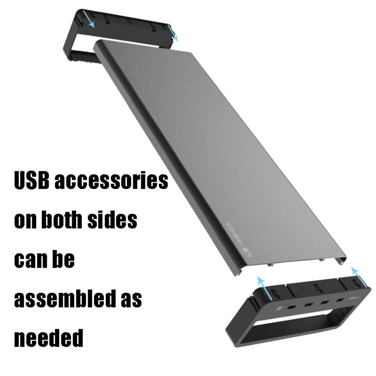 Vaydeer Metal Display Increase Rack Multifunctional Usb Wireless Laptop Screen Stand, Style:L-Top Configuration-Black(2xSplitter+8xUSB3.0) - Laptop Stand by Vaydeer | Online Shopping UK | buy2fix