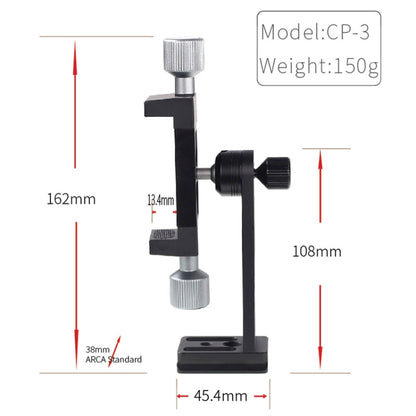 CP-3 Rotating All Metal Tripod Fixing Clip Mobile Phone Live Brackt for 4.5-7.3 inch Phones - Consumer Electronics by buy2fix | Online Shopping UK | buy2fix