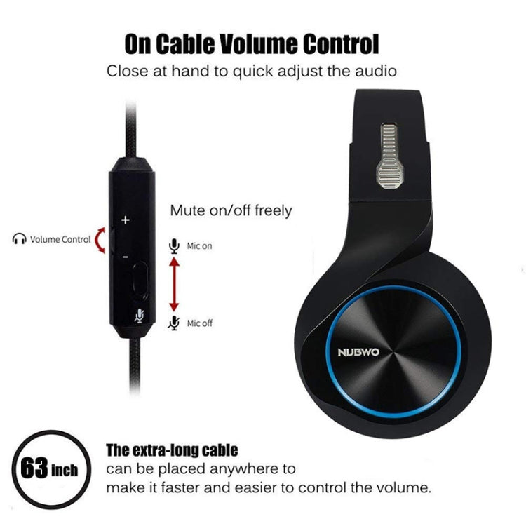 NUBWO N11 Gaming Subwoofer Headphone with Mic, Style:Single 3.5mm(Black and Blue) - Multimedia Headset by NUBWO | Online Shopping UK | buy2fix