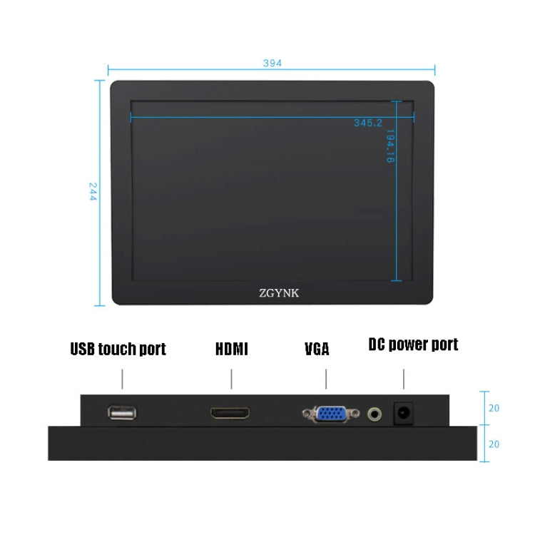 ZGYNK KQ101 HD Embedded Display Industrial Screen, Size: 15.6 inch, Style:Resistive - LCD Monitors by ZGYNK | Online Shopping UK | buy2fix