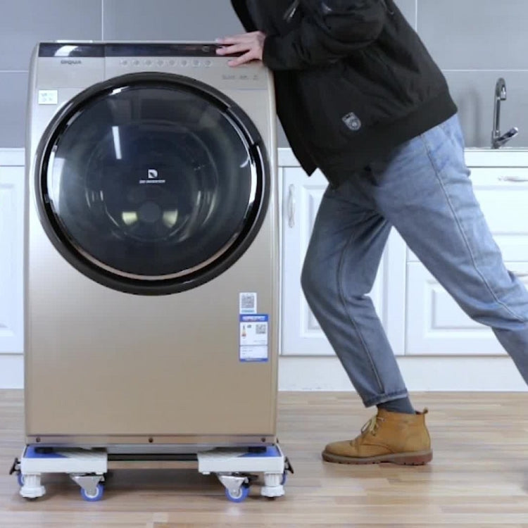 Double Tubes 4 Wheels + 4 Legs Adjustable Stainless Steel Refrigerator Bracket Washing Machine Base Bracket - Home & Garden by buy2fix | Online Shopping UK | buy2fix