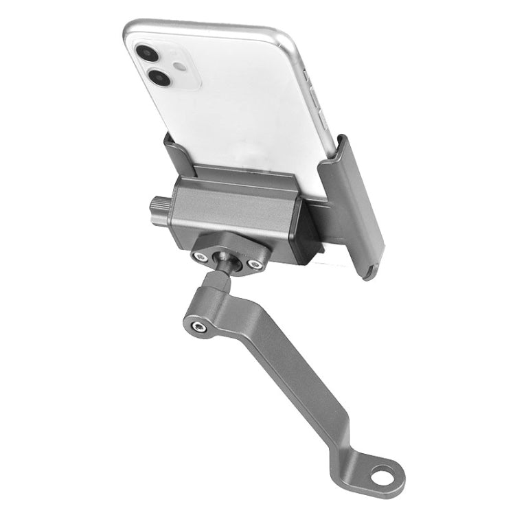 CYCLINGBOX Aluminum Alloy Mobile Phone Holder Bicycle Riding Takeaway Rotatable Metal Mobile Phone Bracket, Style:Rearview Mirror Installation(Titanium) - Holders by CYCLINGBOX | Online Shopping UK | buy2fix