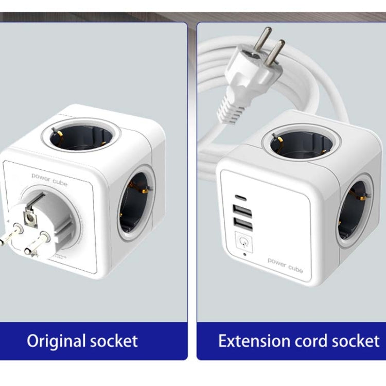 Creative Power Cube Socket Conversion Socket, EU Plug 1.5m Blue+U - Consumer Electronics by buy2fix | Online Shopping UK | buy2fix