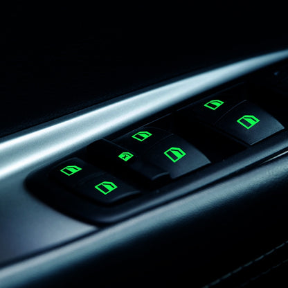 2 PCS Car Window Sticker Lifter Modified Sticker Car Luminous Switch Car Window Button Car Sticker(Luminous Blue) - In Car by buy2fix | Online Shopping UK | buy2fix