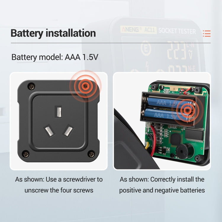 ANENG AC11 Multifunctional Digital Display Socket Tester Electrical Ground Wire Tester(US Plug) - Consumer Electronics by ANENG | Online Shopping UK | buy2fix