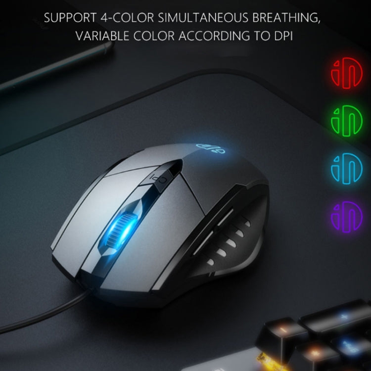 Inphic PW1 Game Mute Macro Definition Illuminated Wired Mouse, Cable Length: 1.5m(Titanium Gray Game Version) - Computer & Networking by Inphic | Online Shopping UK | buy2fix