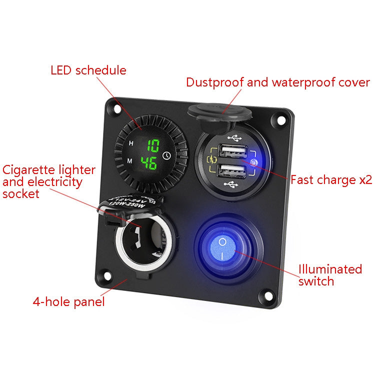 12 / 24V Dual USB Car Yacht Modified Switch Charger(Blue Light) - In Car by buy2fix | Online Shopping UK | buy2fix