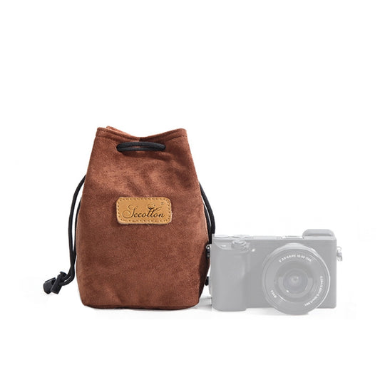 S.C.COTTON Liner Shockproof Digital Protection Portable SLR Lens Bag Micro Single Camera Bag Square Brown S - Lens Bag by S.C.COTTON | Online Shopping UK | buy2fix