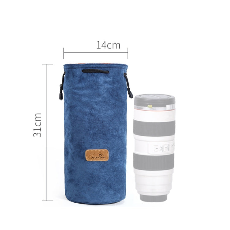 S.C.COTTON Liner Shockproof Digital Protection Portable SLR Lens Bag Micro Single Camera Bag Round Blue L - Lens Bag by S.C.COTTON | Online Shopping UK | buy2fix