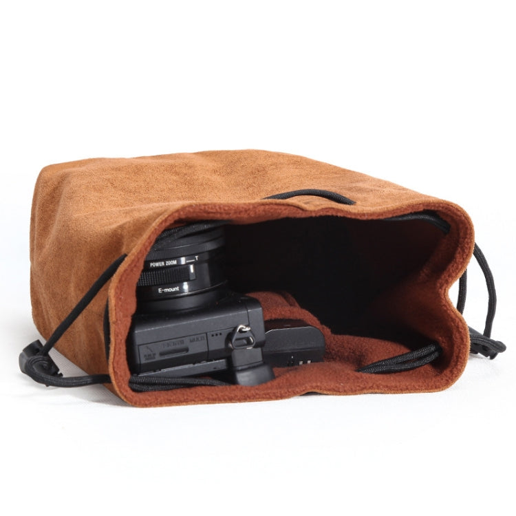 S.C.COTTON Liner Shockproof Digital Protection Portable SLR Lens Bag Micro Single Camera Bag Round Brown L - Lens Bag by S.C.COTTON | Online Shopping UK | buy2fix