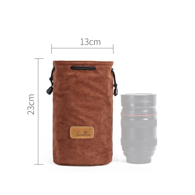 S.C.COTTON Liner Shockproof Digital Protection Portable SLR Lens Bag Micro Single Camera Bag Round Brown M - Lens Bag by S.C.COTTON | Online Shopping UK | buy2fix