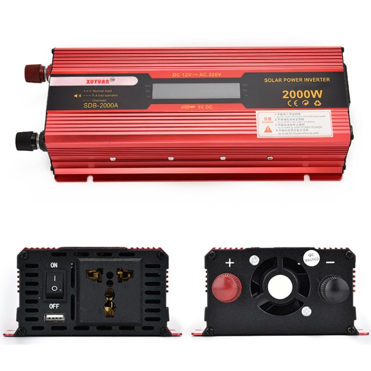 XUYUAN 2000W Car Battery Inverter with LCD Display, Specification: 12V to 220V -  by XUYUAN | Online Shopping UK | buy2fix