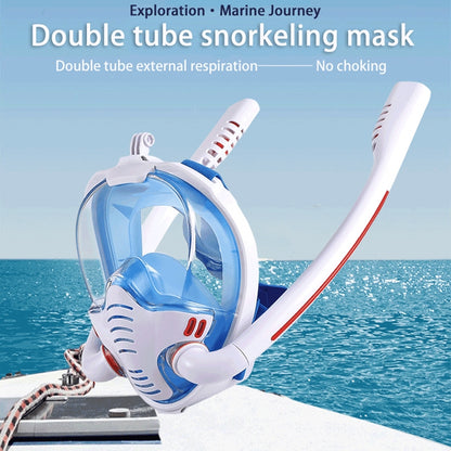 Snorkeling Mask Double Tube Silicone Full Dry Diving Mask Adult Swimming Mask Diving Goggles, Size: S/M(White/Blue) - DJI & GoPro Accessories by buy2fix | Online Shopping UK | buy2fix