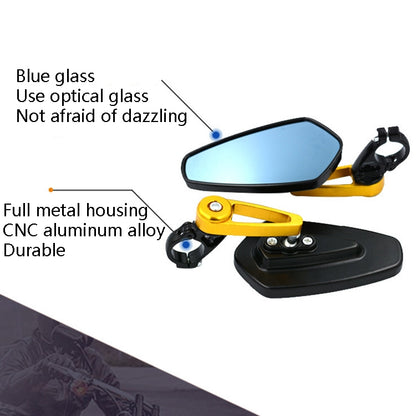 Electric Bike Motorcycle Modified Reversing Retro Rearview Handle Mirror All Aluminum Reflective Rearview Mirror(Red) - Side Mirrors by buy2fix | Online Shopping UK | buy2fix