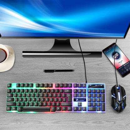 LIMEIDE GTX300 1600DPI 104 Keys USB Rainbow Suspended Backlight Wired Luminous Keyboard and Mouse Set, Cable Length: 1.4m(Black) - Wired Keyboard by LIMEIDE | Online Shopping UK | buy2fix