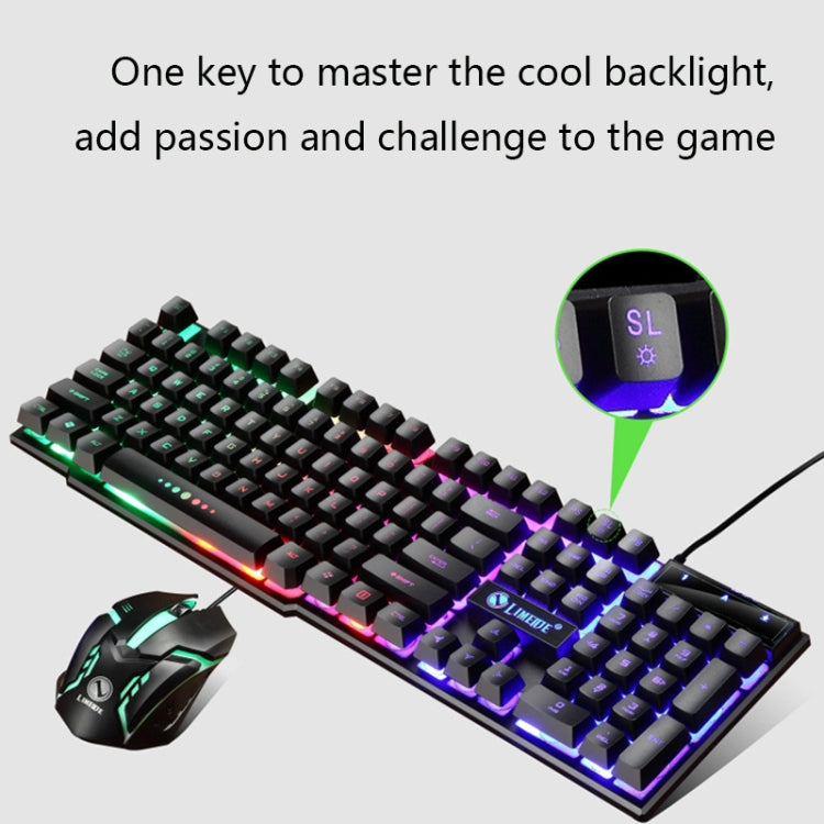 LIMEIDE GTX300 1600DPI 104 Keys USB Rainbow Suspended Backlight Wired Luminous Keyboard and Mouse Set, Cable Length: 1.4m(Black) - Wired Keyboard by LIMEIDE | Online Shopping UK | buy2fix