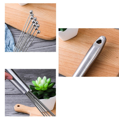 2 PCS Manual Whisk Stainless Steel Glass Bead Egg Whisk Kitchen Household Hand-Held Baking Tools Type A 10 Inch - Stirrer & Squeezer by buy2fix | Online Shopping UK | buy2fix