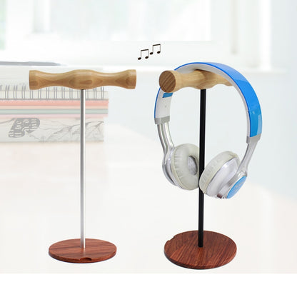 Creative Metal Rod Wooden Head-mounted Headphone Stand Display Holder, Colour: Double-sided White Metal Rod - Headset Stand by buy2fix | Online Shopping UK | buy2fix