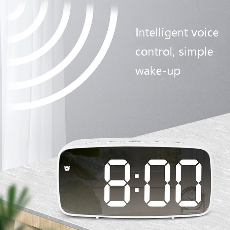 Mirror Bedside Alarm Clock Battery Plug-In Dual-Purpose LED Clock, Colour: Arc-shaped White Shell (Mirror White Light) - Alarm Clocks by buy2fix | Online Shopping UK | buy2fix