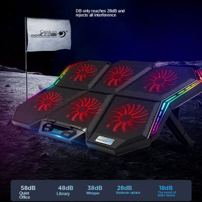 COOLCOLD RGB Notebook Radiator Six Fan Adjustable Laptop Cooling Base 5V Touch 12 Symphony Version - Cooling Pads by COOLCOLD | Online Shopping UK | buy2fix