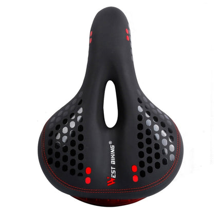 WEST BIKING YP0801083 Bicycle Taillight Thickened Soft And Comfortable Mountain Bike Seat Cushion(BlackRed) - Bicycle Saddle by WEST BIKING | Online Shopping UK | buy2fix